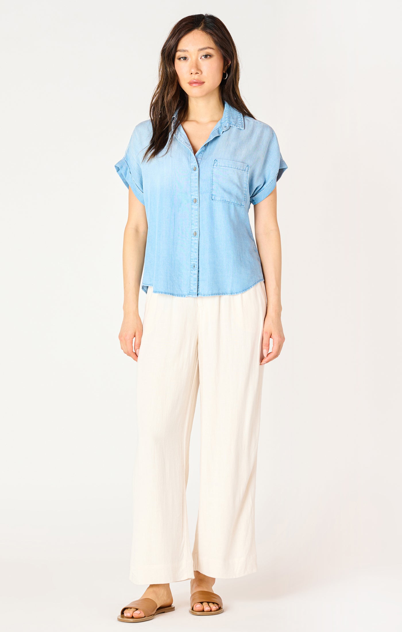 Short Sleeve Button Down Blouse