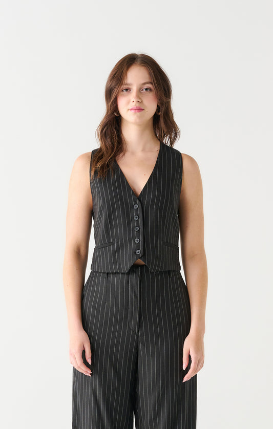 Button Front Striped Vest